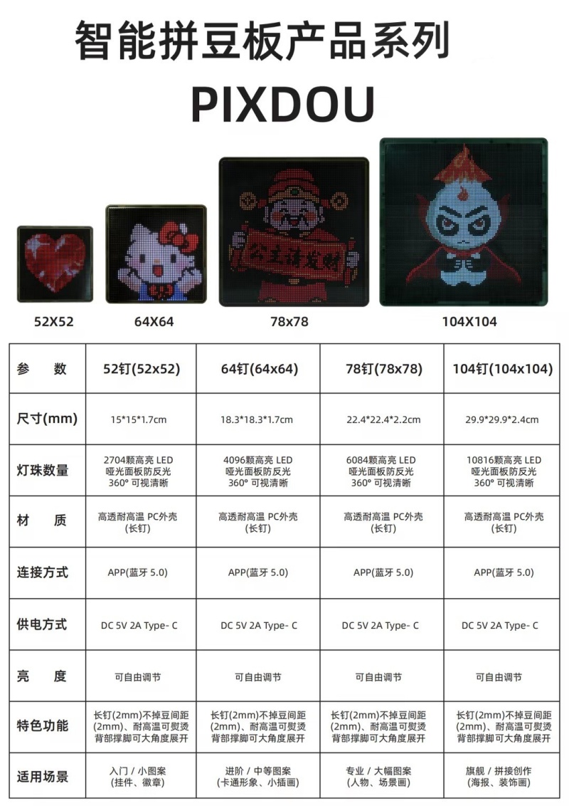 78*78新款LED智能拼豆板蓝牙配套app益智游戏DIY（images 1）